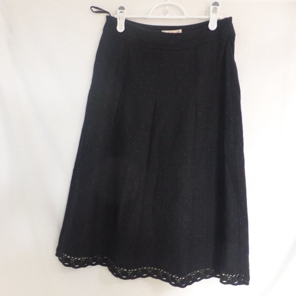 HOPESHOW, black lined polka dot skirt with lace trim, size 165/68A, BNWOT - Picture 1 of 14